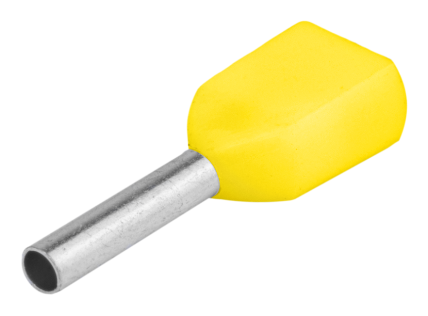 Double sleeve terminal 2X6mm2 insulated 10pcs yellow