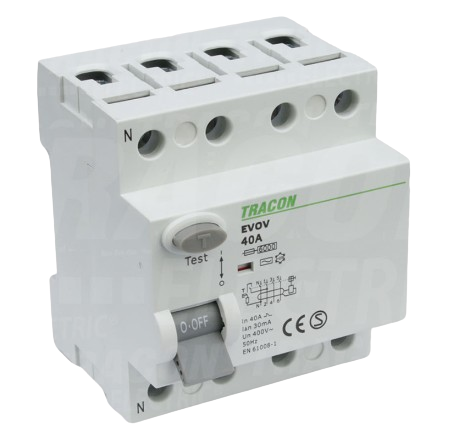 RCD 80A 100mA 6kA AC 4P Tracon