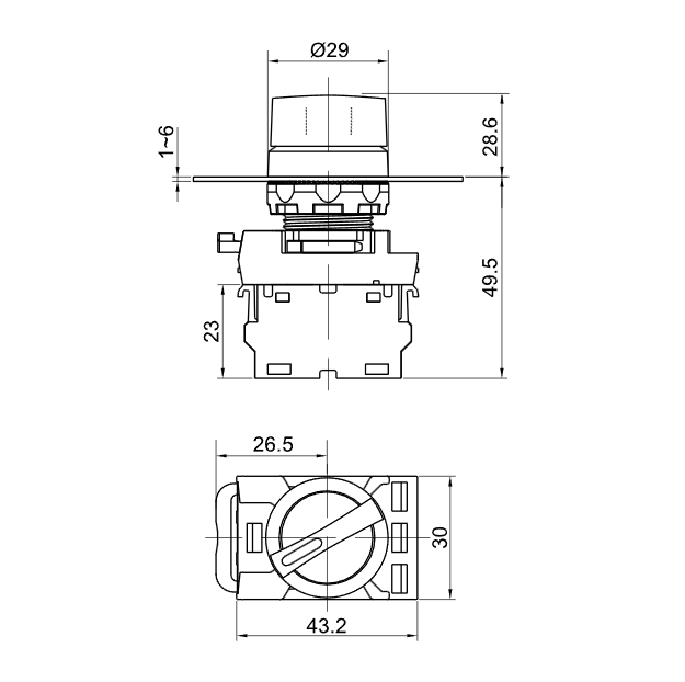 LED-illuminated toggle switch 22mm green IP65 Tracon
