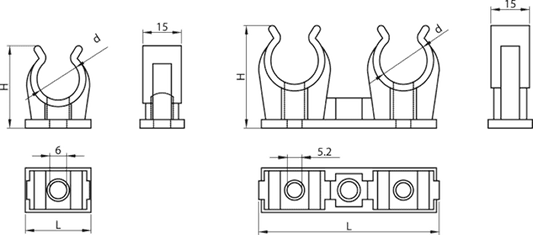 Uchwyt zatrzaskowy na rury i przewody kołek+śruba biały - Zdjęcie 2
