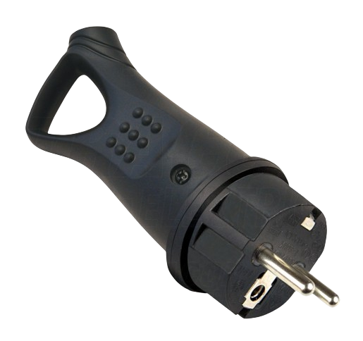 Wtyczka gumowa z uchwytem IP44 16A 250V TRACON czarna