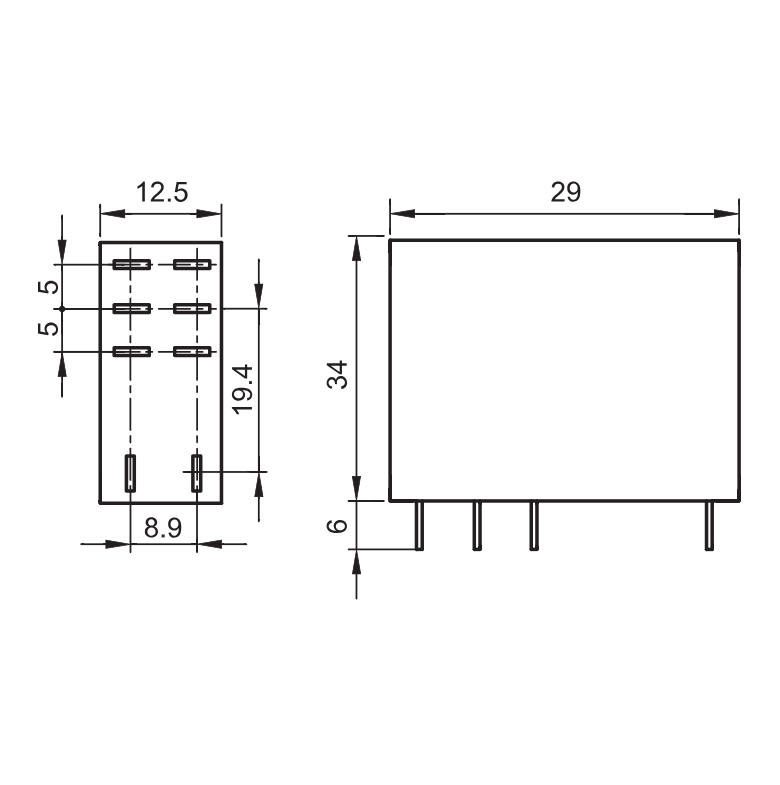 Przekaźnik PCB RN09 230V przycisk wskaźnik 8A 230VAC