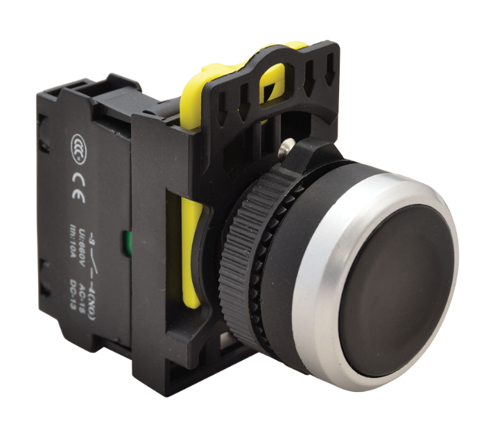 Przełącznik przycisk sterowniczy 22mm kryty bistabilny czarny Tracon