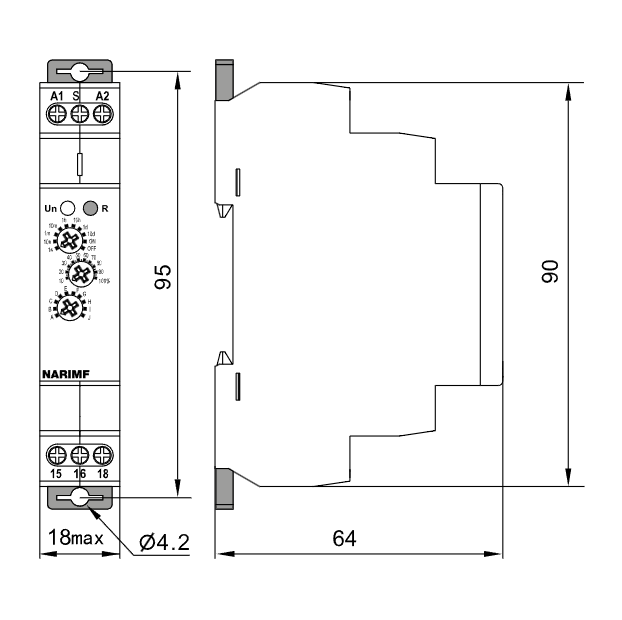 Przekaźnik czasowy modułowy 10 funkcji 12V 230V AC DC Tracon