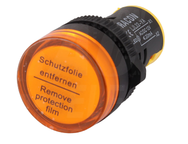 Orange LED indicator lamp 22mm 230V AC DC