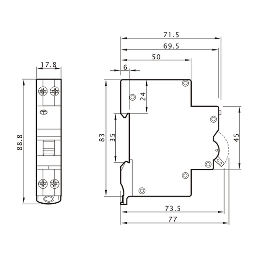 Wyłącznik różnicowoprądowy nadprądowy 2w1 B16A 30mA AC Tracon