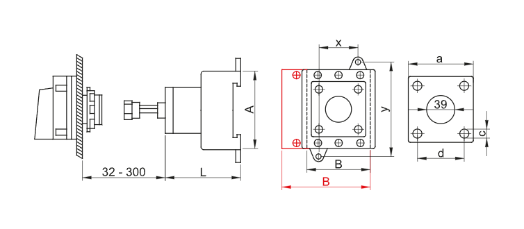 Mechanical door switch with lock 3P 32A 400V Tracon