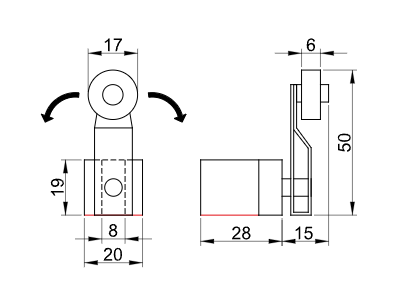 Limit switch with adjustable lever and roller 8104 NO NC