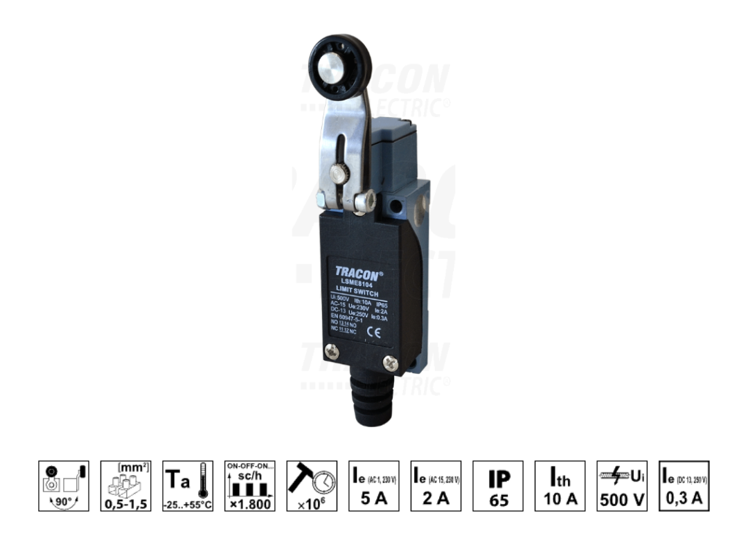 Limit switch with adjustable lever and roller 8104 NO NC