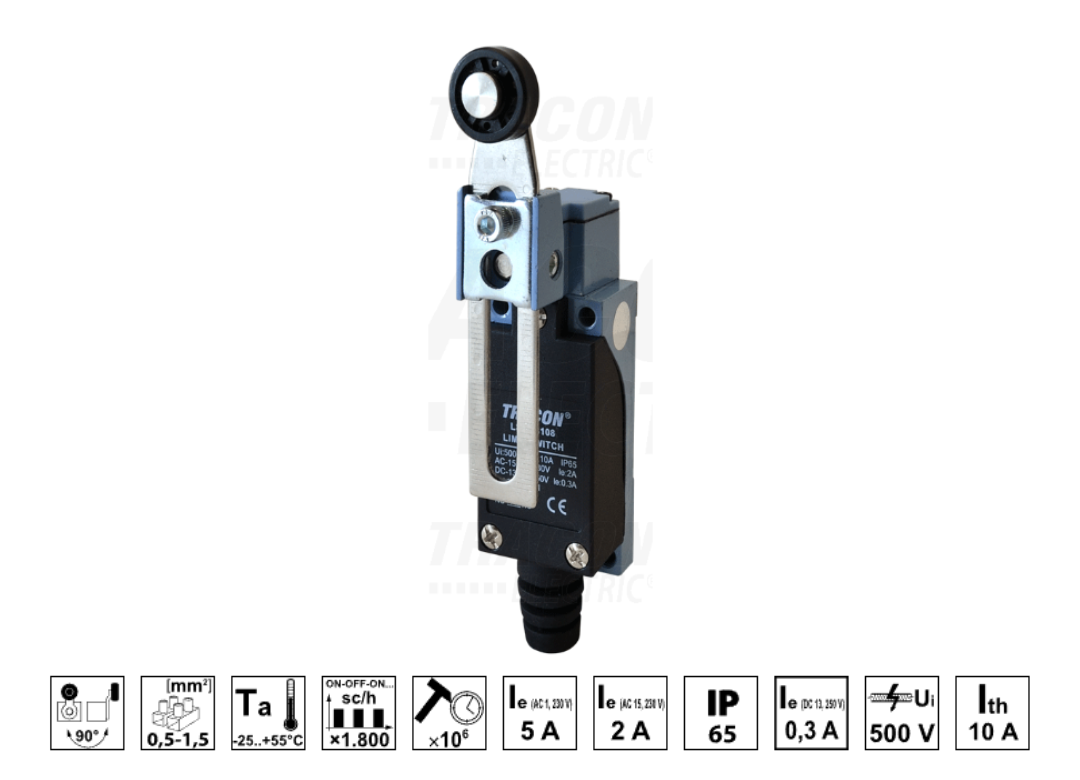 Limit switch with long adjustable lever and roller 8108 NO NC