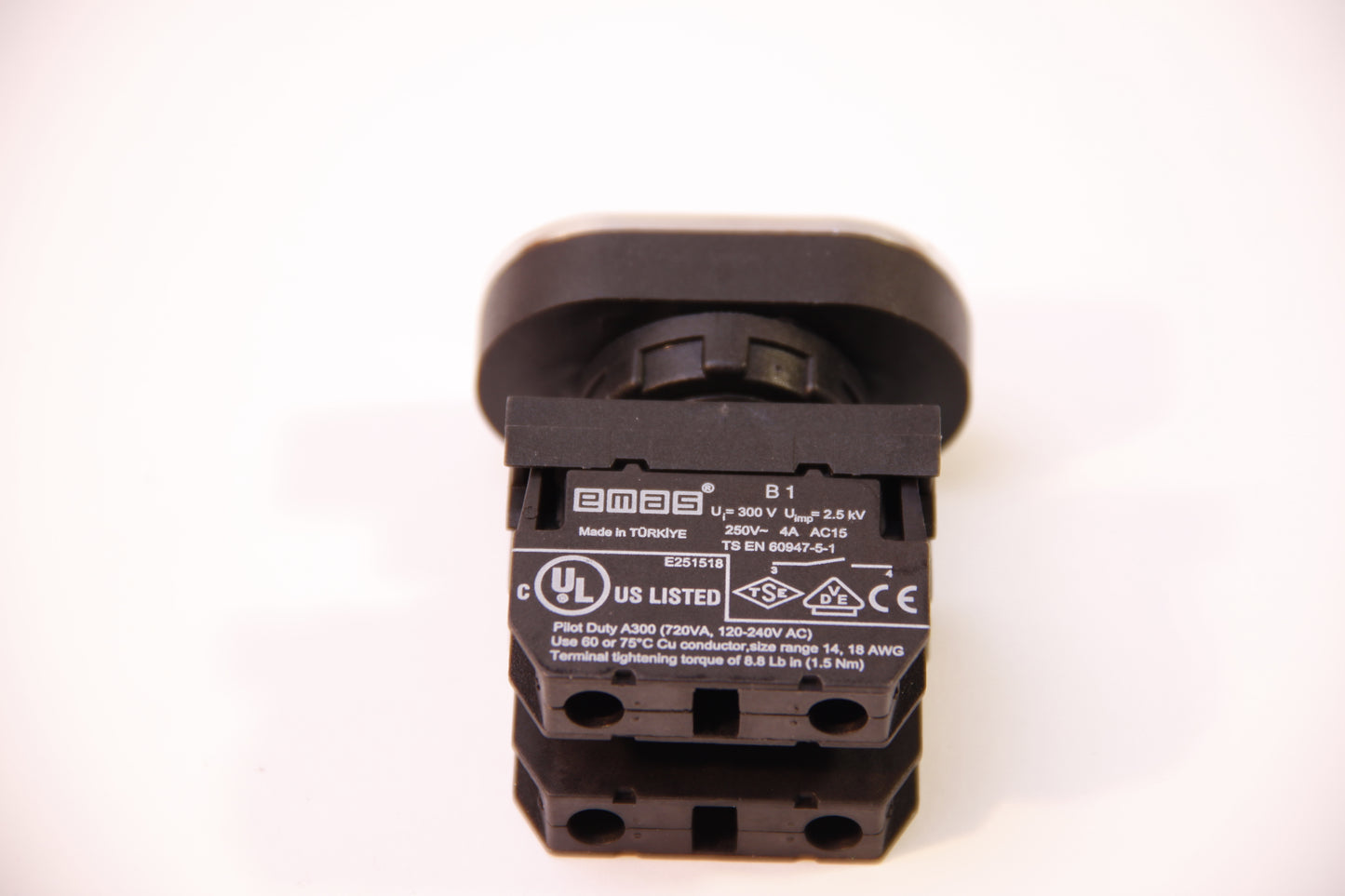 Two-button control button, unstable, COVERED, 1NO + 1NC, red green