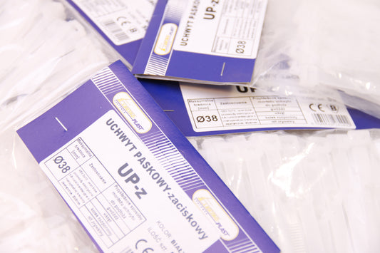 Uchwyt paskowy zaciskowy do przewodów UP-z FI38 BIAŁY 50szt