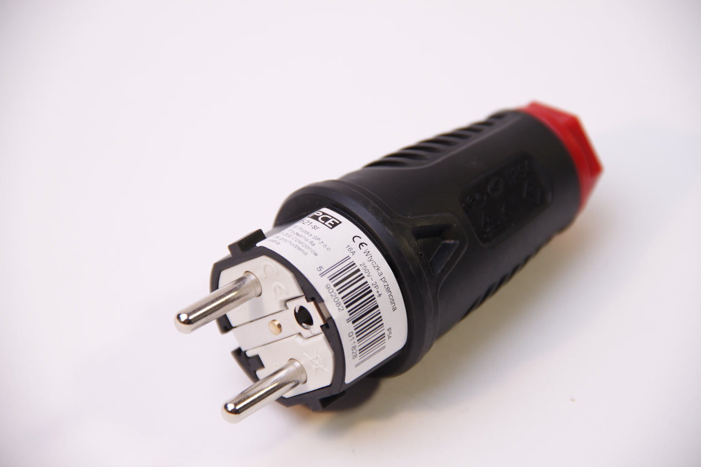 Wtyczka gumowa IP54 16A 2P+Z 230V PCE mocna CZARNA