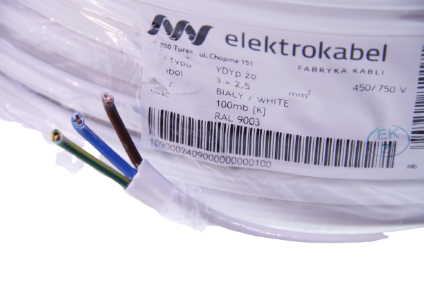 Przewód instalacyjny YDYp żo 3x2,5mm płaski ELEKTROKABEL 1m