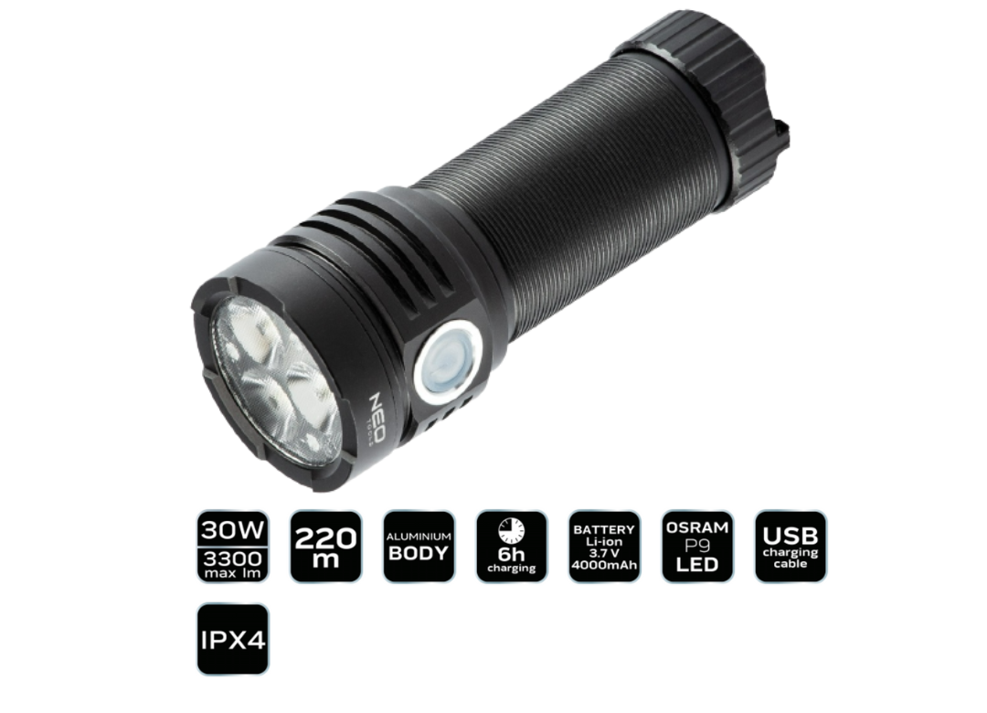 Latarka akumulatorowa USB 3300lm IPX4 Osram P9 LED NeoTools