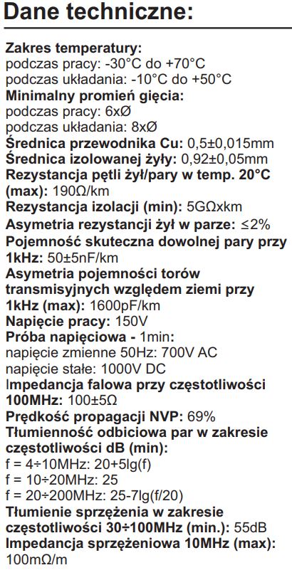 Skrętka Bitner FTP UTP kat. 5e 1Gb/s 4x2x0,5 LAN 1m