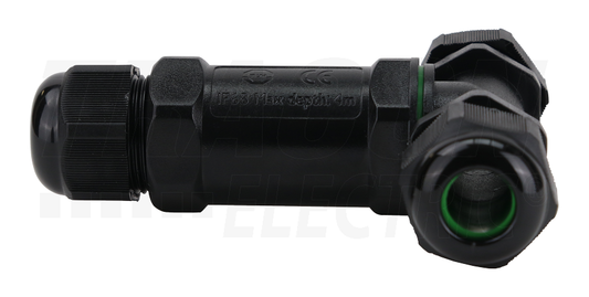 Hermetyczne złącze kablowe z dławikami, kształt T IP68 TRACON