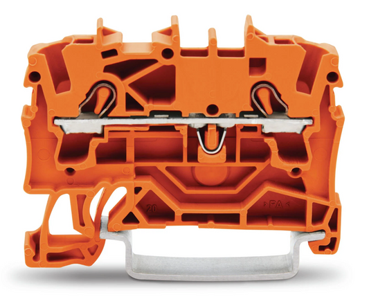 Złączka szynowa 2-przewodowa pomarańczowa 2,5mm2 2002-1202 TOPJOBS