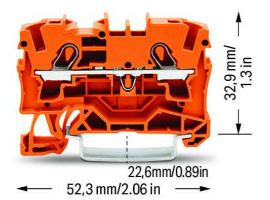 Złączka szynowa 2-przewodowa pomarańczowa 4mm2 2004-1202 TOPJOBS