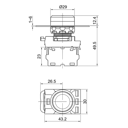 Przycisk sterowniczy 22mm z podświetleniem zielony NO zestaw NYG3-LG