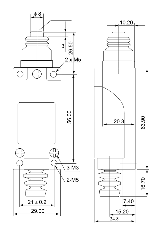 Limit switch with pin and stop 8111 NO NC
