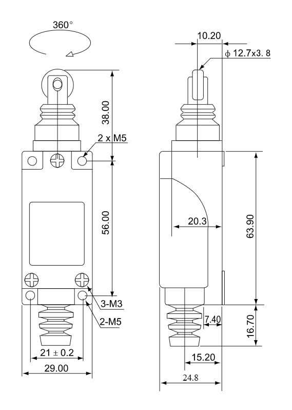Limit switch with roller striker 8112 NO NC