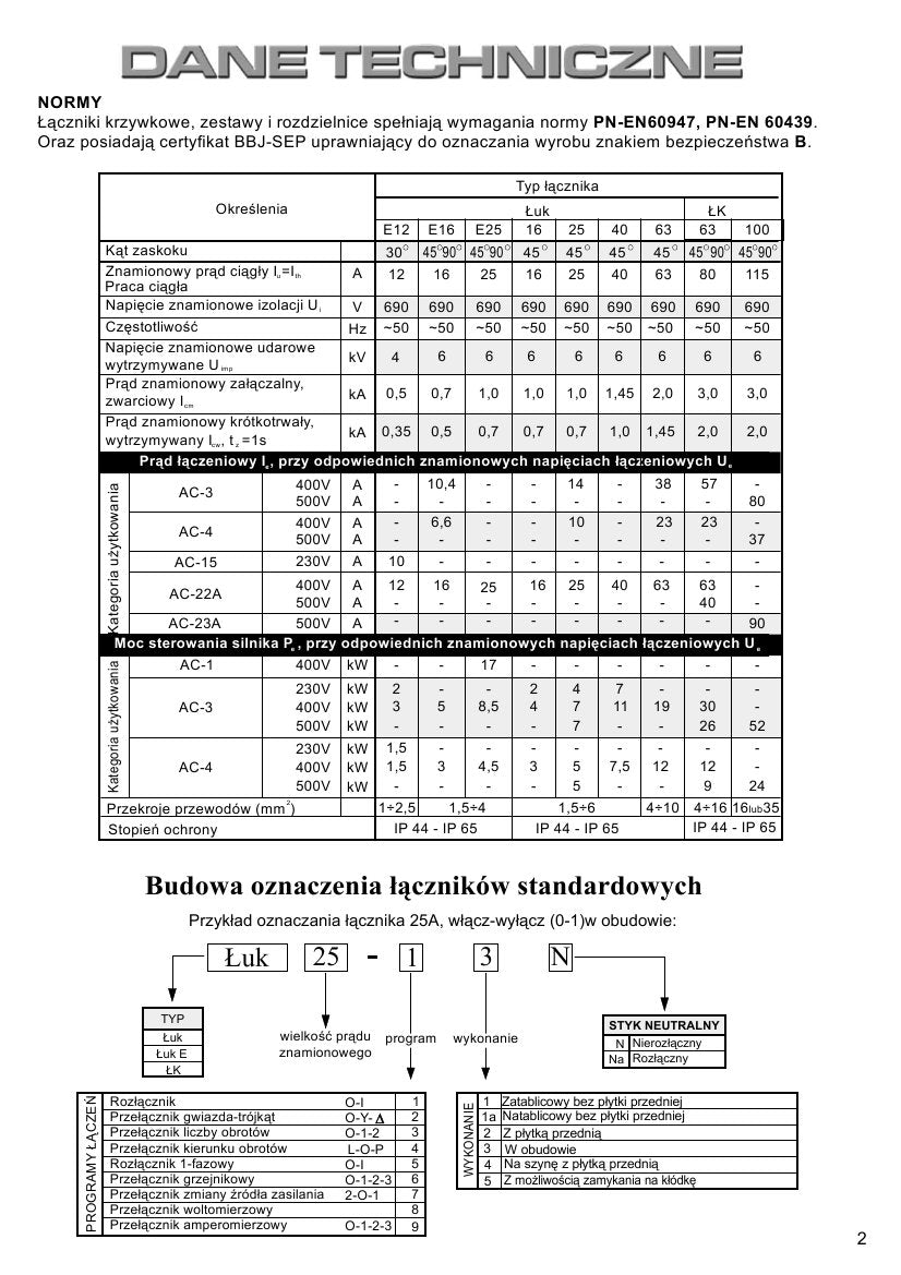 Łącznik krzywkowy E12-13 12A 0-1 3P IP65 z dławikami, w obudowie