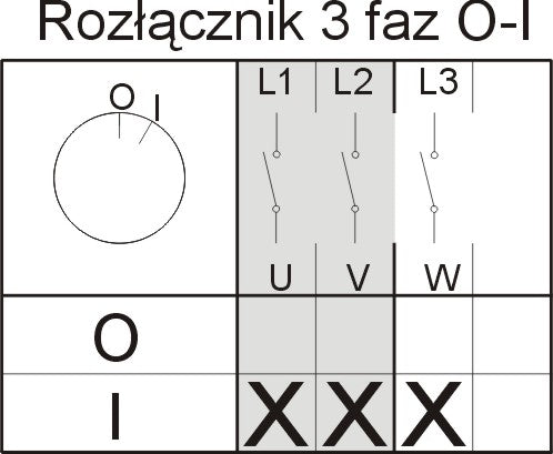 Łącznik krzywkowy E12-13 12A 0-1 3P IP65 z dławikami, w obudowie