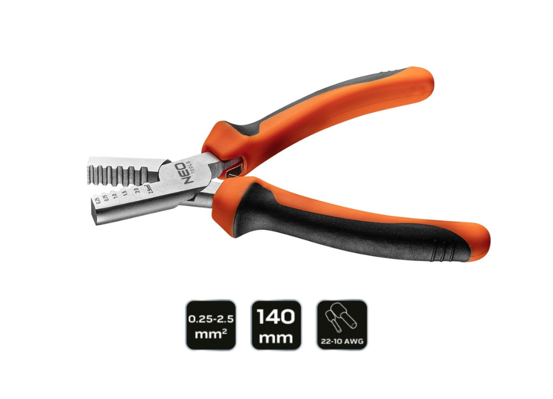 Crimping pliers for terminals 0.25 - 2.5mm2 crimping tool