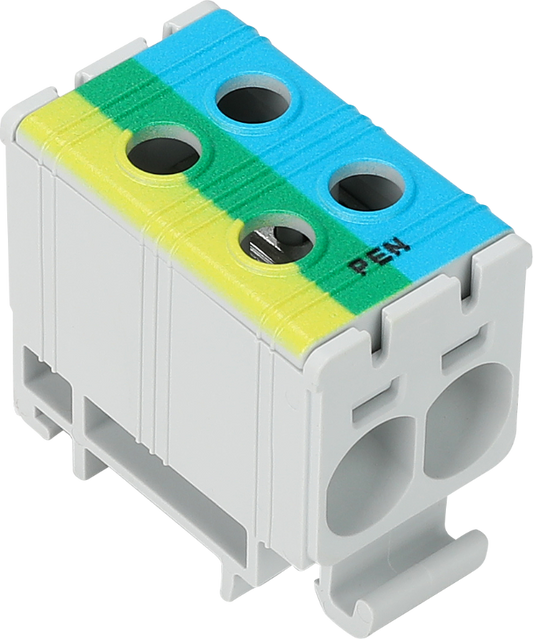 Złączka kompaktowa na szynę niebiesko-zielono-żółta