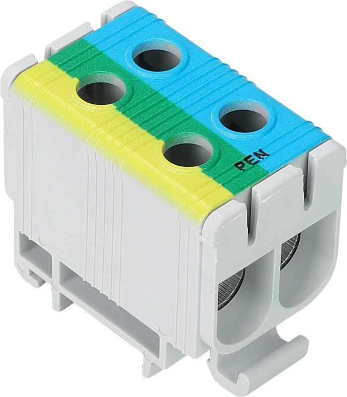 Złączka kompaktowa na szynę niebiesko-zielono-żółta