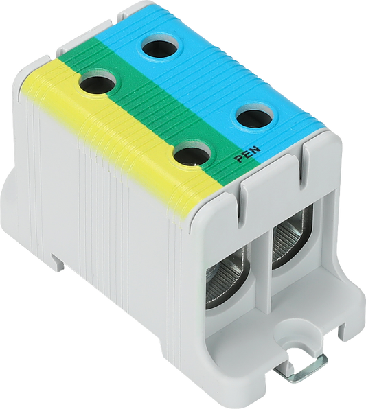 Złączka kompaktowa na szynę niebiesko-zielono-żółta