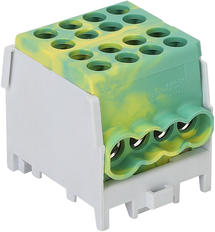 Złączka kompaktowa na szynę zielono-zółta