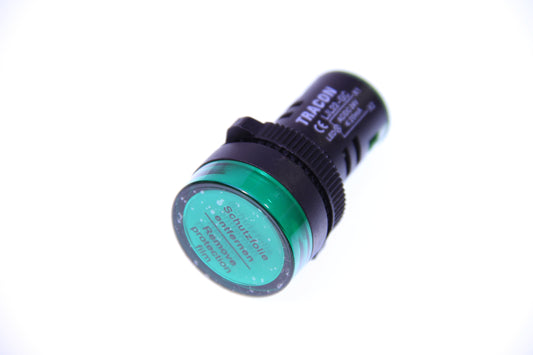 Green LED indicator lamp 22mm 230V AC DC Tracon 