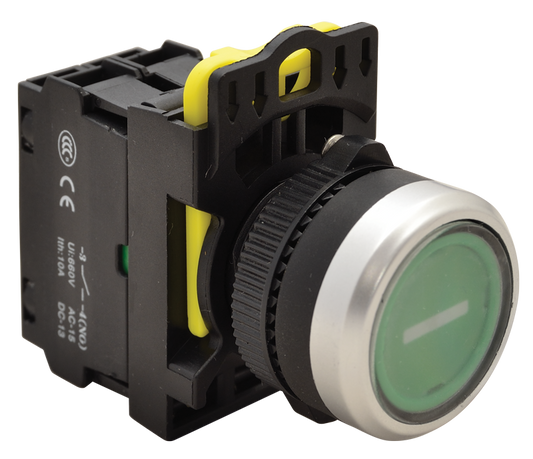 Przycisk podświetlony z piktogramem zielony (białe I)