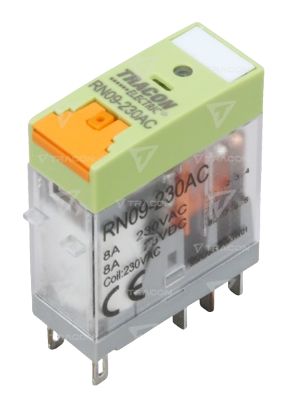 Przekaźnik PCB RN09 230V przycisk wskaźnik 8A 230VAC