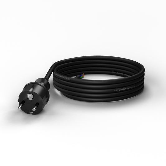 Rubber cable with plug 3X1.5 H05RR black 3m