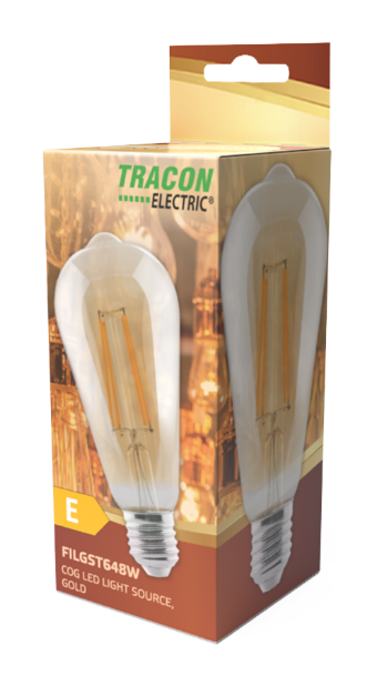 Żarówka LED gruszka filament 230V 8W E27 2500K 800lm TRACON