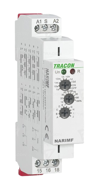 Przekaźnik czasowy modułowy 10 funkcji 12V 230V AC DC Tracon
