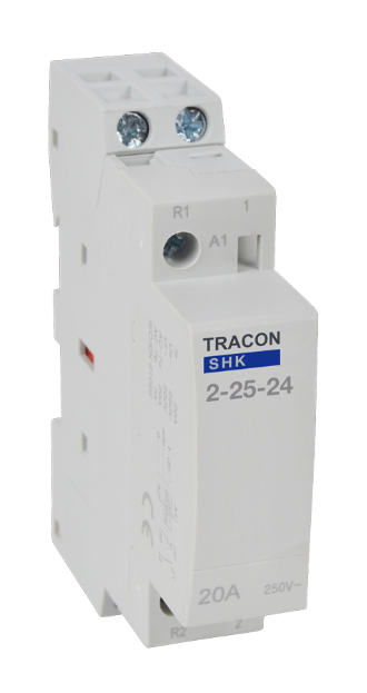 Installation contactor 24V AC 2×NO 25A TRACON SHK2-25-24