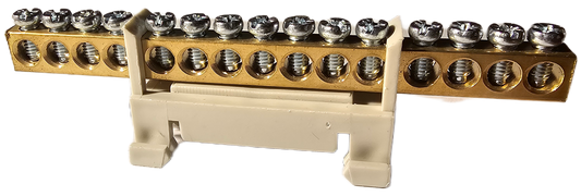 Szyna łączeniowa DIN mosiężna zbiorcza 15x1.5-16mm² 63A szara