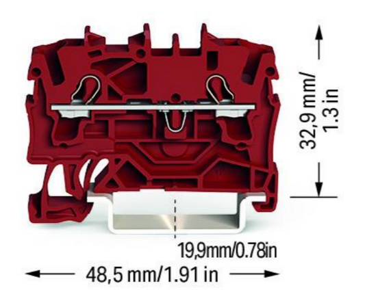 Złączka szynowa 2-przewodowa czerwona 2,5mm2 2002-1203 TOPJOBS