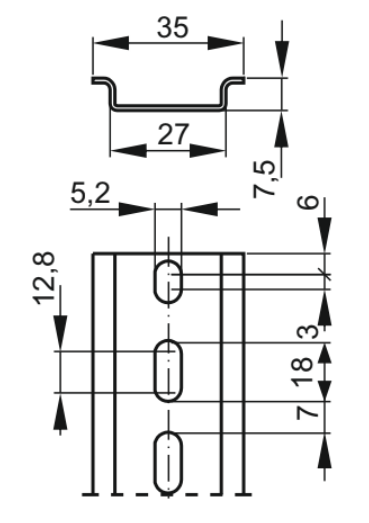 Szyna DIN stalowa ocynkowana perforowana TS35-P