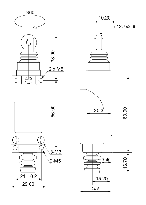 Limit switch with roller breaker NO NC