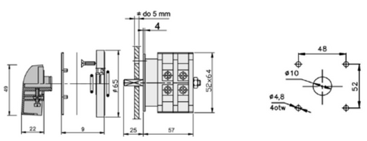 Кулачковий перемикач панелі 0-1 40A 3P ARC 40-12