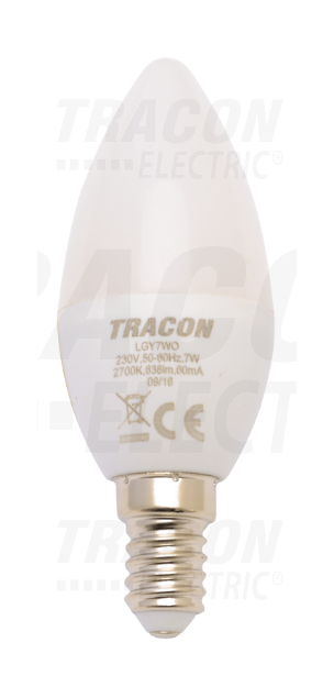 Żarówka LED świeczka 230V 7W E14 4000K 600lm TRACON